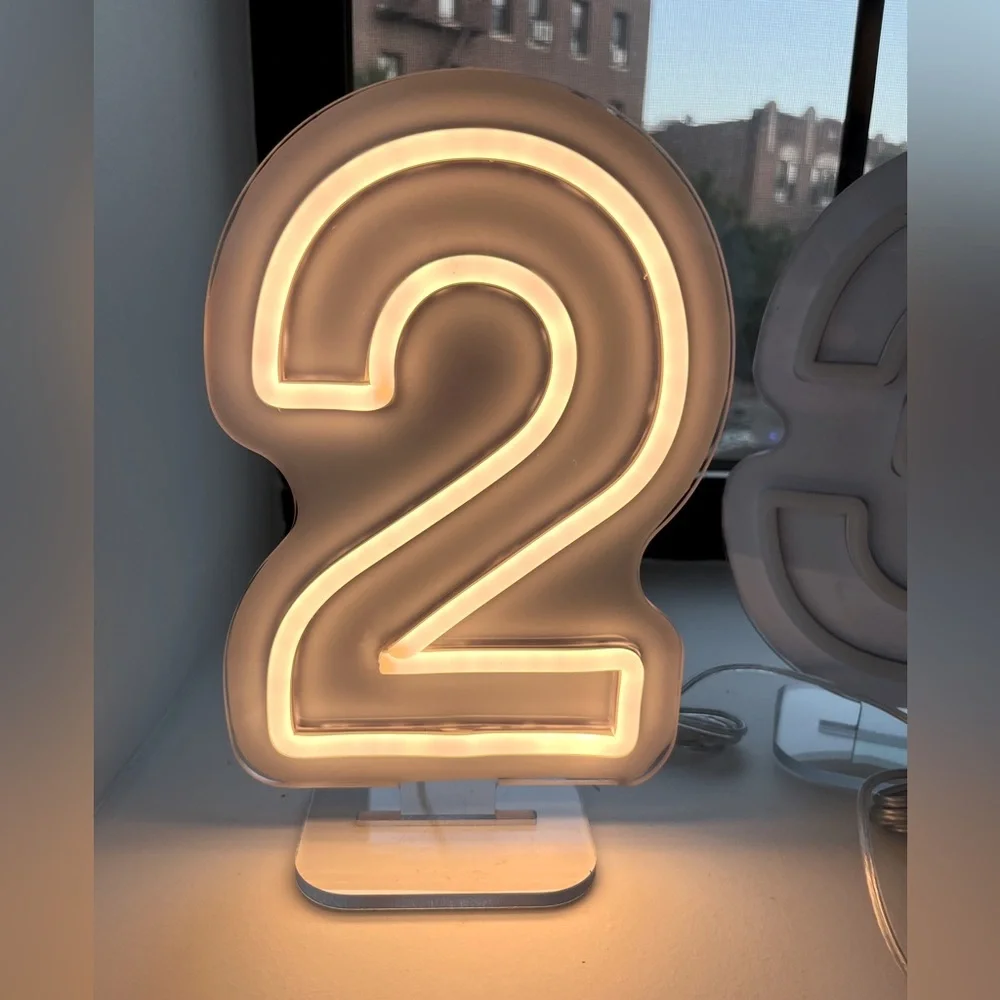 Tabletop neon number sign: 2